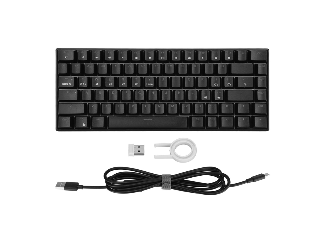Teclado Mecánico, 82 Teclas, Rgb, Interruptores Azules, 3 Modos De Conexión Inalámbrica, Diseño Ergonómico, Negro.
