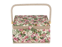 Cesta De Costura De Tela Con Estampado Floral, Organizador De Costura Y Manualidades Con Asa, Caja De Almacenamiento Rústica