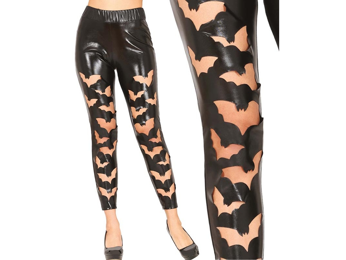 Leggins Murciélagos negros Símil Piel para mujer