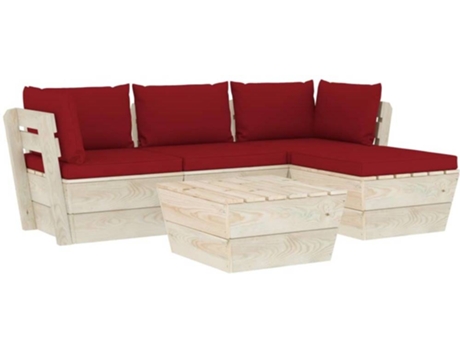 vidaXL Muebles de jardín de palets 5 pzas y cojines madera de abeto