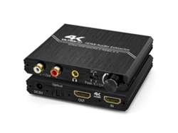 Extractor de audio HDMI 2.0 4K60Hz, SPDIF óptico, entrada auxiliar de 3,5 mm y control de volumen RCA L/R, HDCP 2.2, HDR, 3D Yuysan