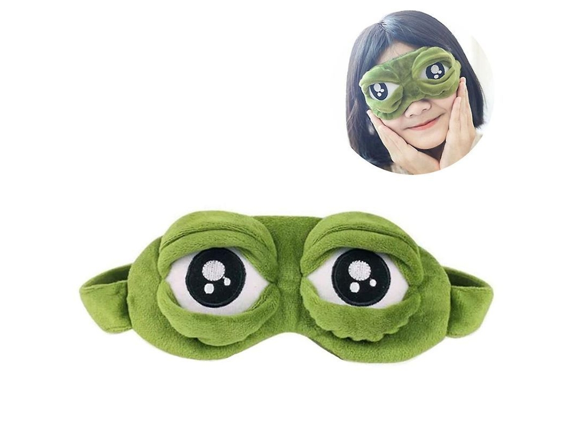 Antifaz Para Dormir Con Forma De Rana Verde Y Ojos Graciosos.