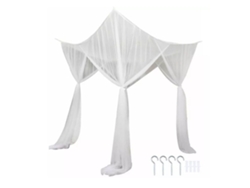 Dosel cuadrado blanco para cama con protección eficaz, poliéster.