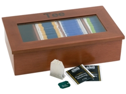 Caja de Té APS en Madera 4 Cámaras Marrón Oscuro