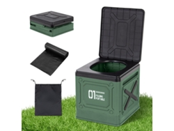 Leogreen Inodoro Portátil Camping Portátil Plegable Wc, Inodoro Para Automóvil Plegable Con Bolsa De Almacenamiento 12 Bolsas De Basura,verde