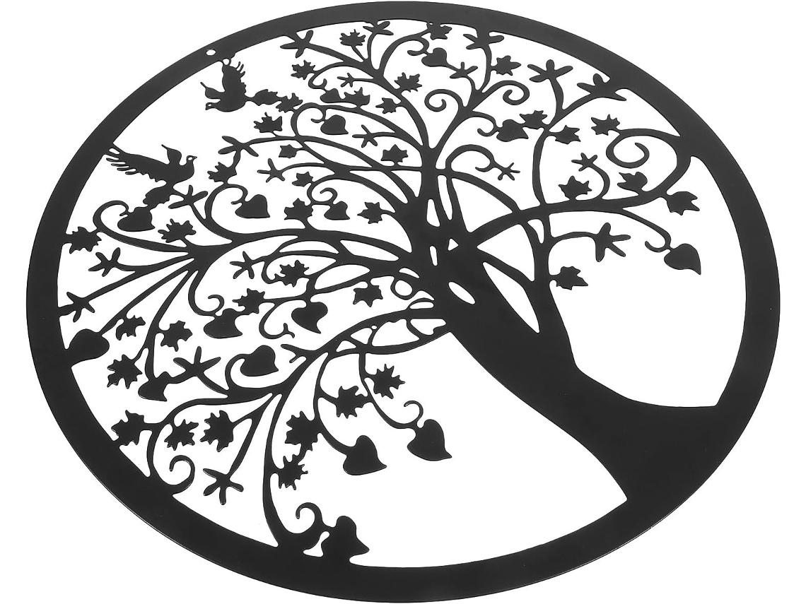 Escultura De Árbol De Metal Negro Para Pared, Decoración De Baño Y Pasillo, Arte Mural De Hierro.