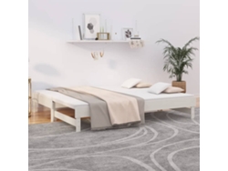 Sofá Cama Extraíble Madera Maciza De Pino Blanco 2x(100x200) Cm