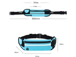 Cinturón De Running Impermeable Unisex - Riñonera Ajustable Para Móvil Y Pasaporte - Azul