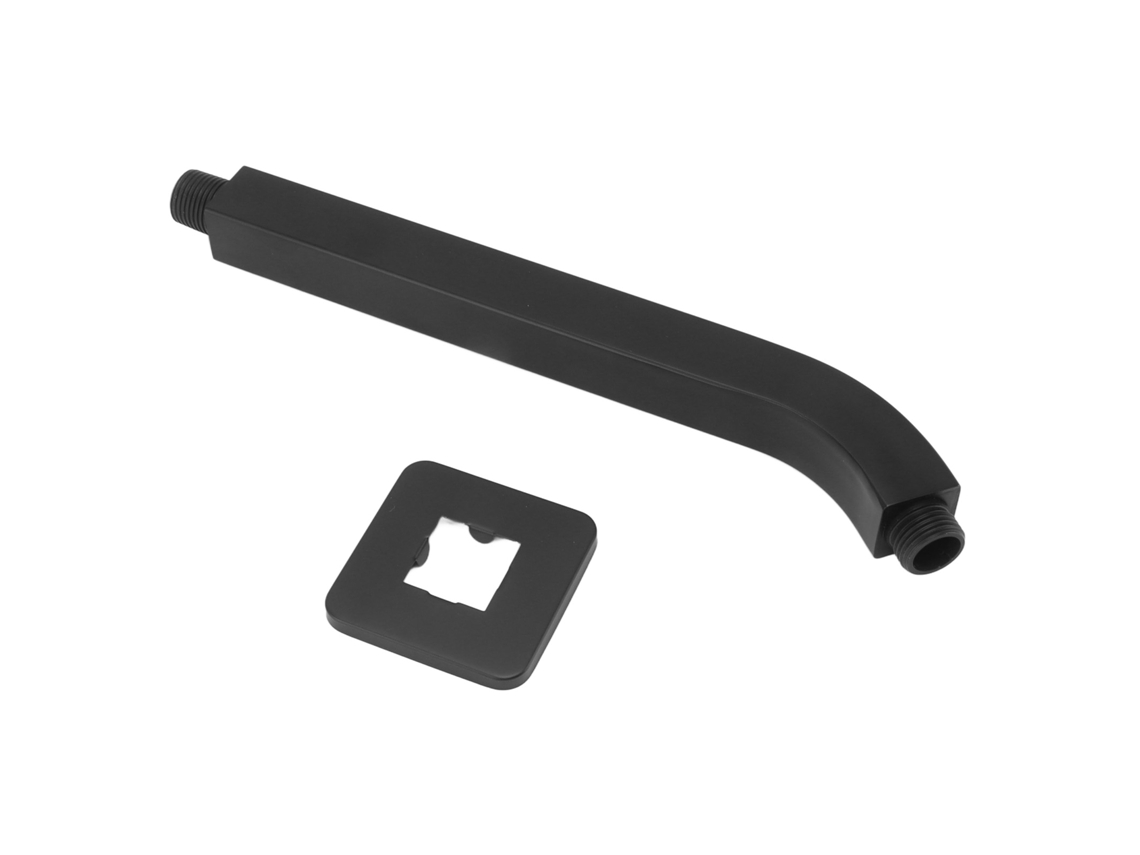 Brazo de ducha cuadrado, latón, acero inoxidable, 10 pulgadas, negro.
