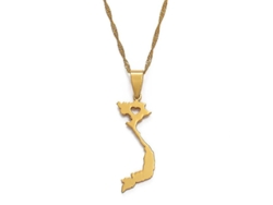 Collar Con Colgante De Vietnam Para Mujer Y Hombre, Joyería De Oro, Cadena Con Mapa De Vietnam 005221