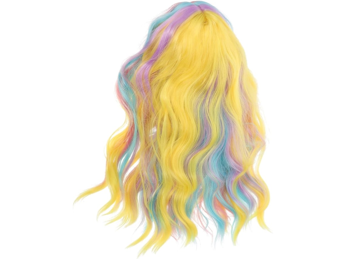 Peruca Ondulada Colorida Com Estampa De Arco-íris, Ideal Para Cosplay, Festas E Halloween.