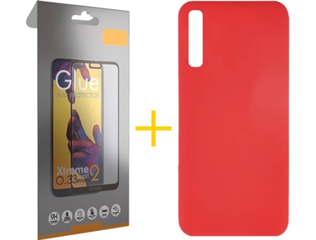 Kit Funda + Protector de Pantalla Samsung Galaxy A50 SKYHE Full Silicona Líquida (Rojo)