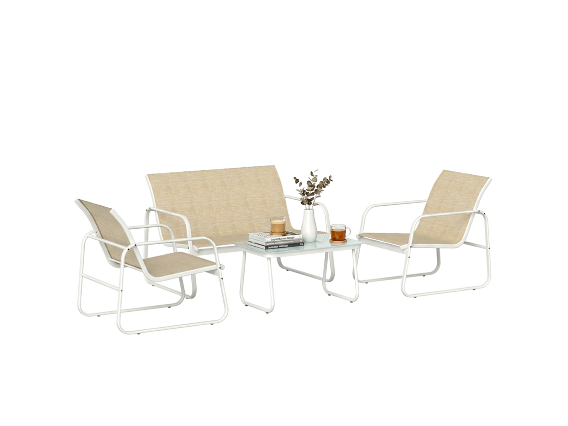Conjunto Jardín Exterior 4 Piezas, Sofás, Mesa Madera, 112x73x74cm