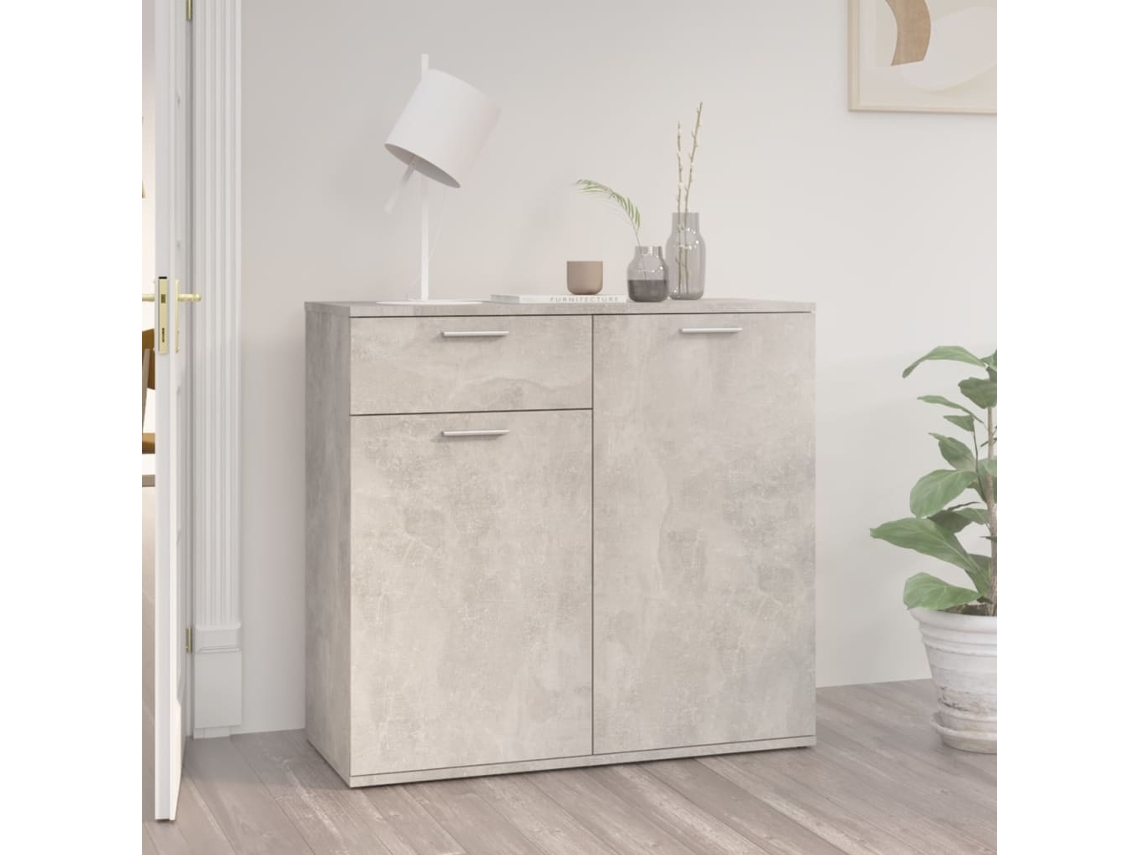 Aparador De Madera Contrachapada Gris Hormigón 80x36x75 Cm