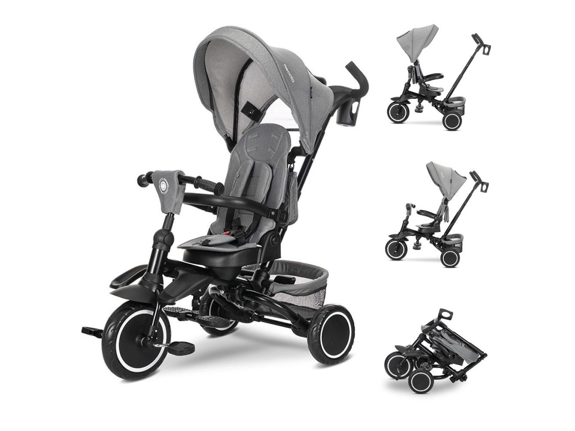 Triciclo duplo compacto Freccia com assento giratório 360°, peso embalado de 25 kg, da LORELLI, cinza*