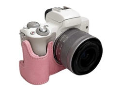Bolsa de cuero para cámara Canon EOS M50 Mark II / M50 / M5, de medio cuerpo, con ranura para batería, textura de búfalo rosa