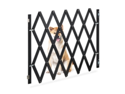 Relaxdays Barrera Seguridad Niños Bambú Xl, Valla Escaleras Plegable Hasta 140 Cm, 87-97 Cm Alto, Reja Mascotas, Negro