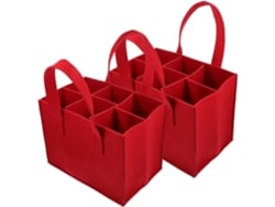 Bolsas De Transporte Para Botellas De Vino Nuobesty, Paquete De 2, De Fieltro Rojo, Con 6 Compartimentos, Portátiles.