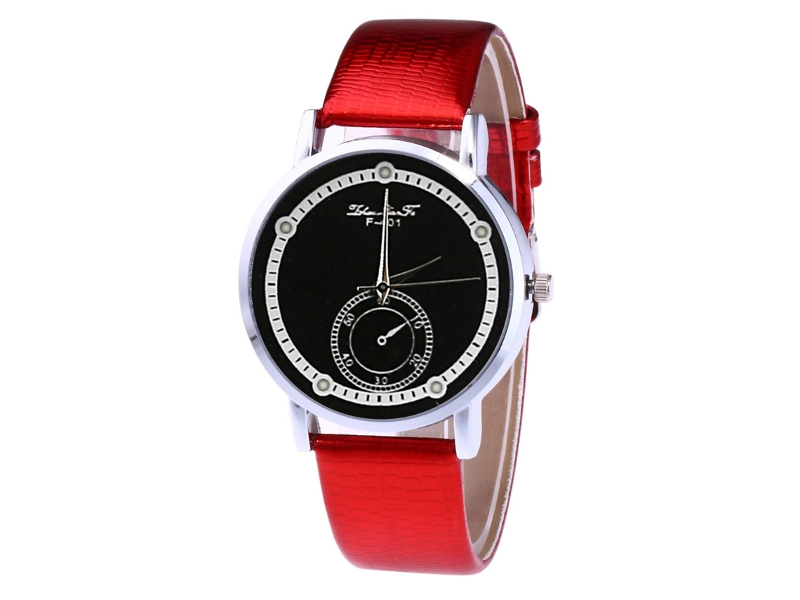 Reloj De Pulsera De Cuarzo Con Correa De Cuero, Estilo Casual, Unisex, Regalo, Rojo.