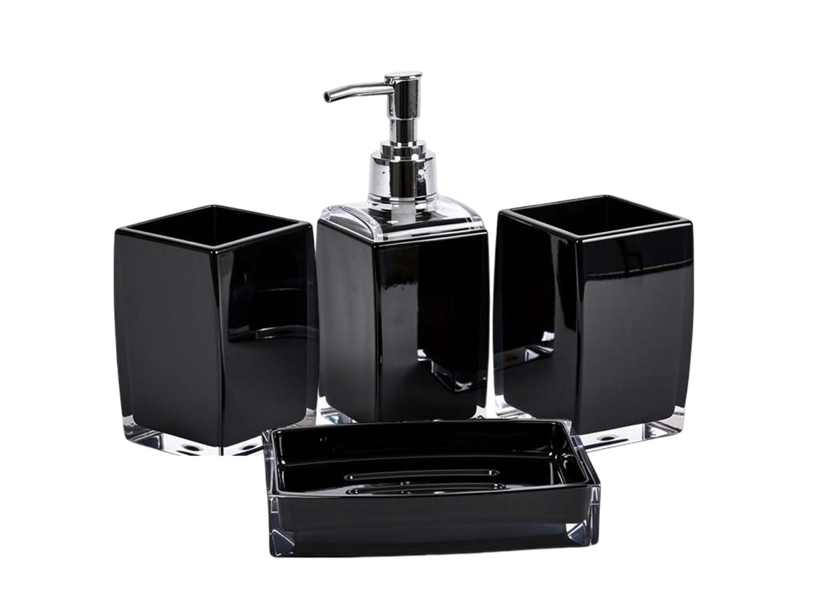 Juego de accesorios de baño Avizar de 4 piezas: dispensador de jabón y jabonera - Rojo