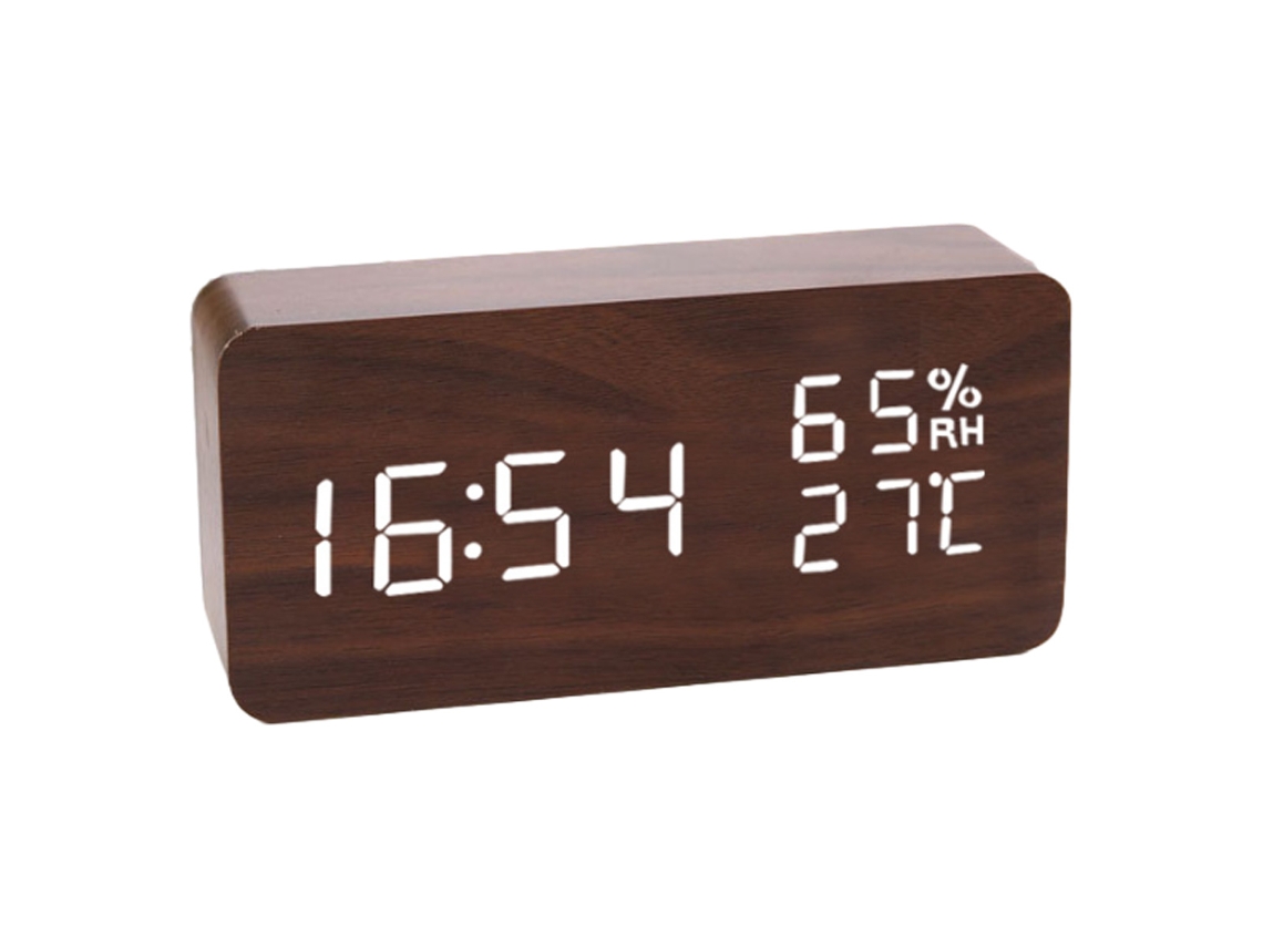 Despertador digital de madera con temperatura y humedad Kofihety