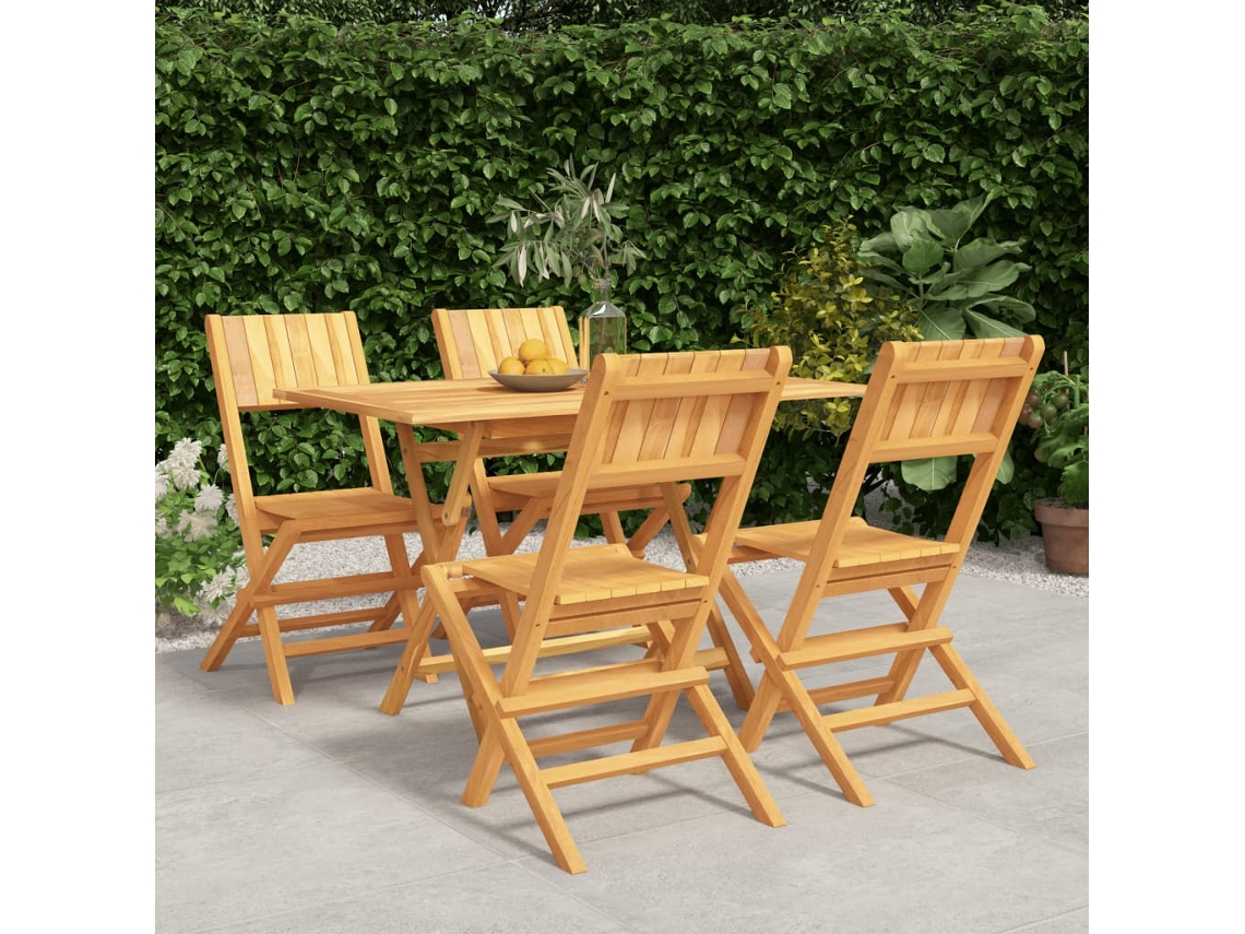 Juego de comedor de jardín de 5 piezas en madera maciza de teca DKD Home Decor