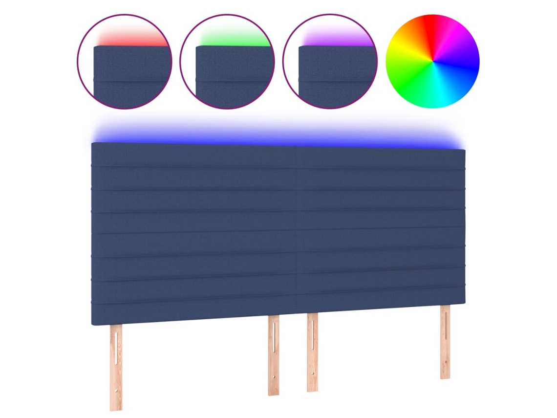 Maison Exclusive - Cabecero Con Luces Led Tela Azul 200x5x118/128 Cm