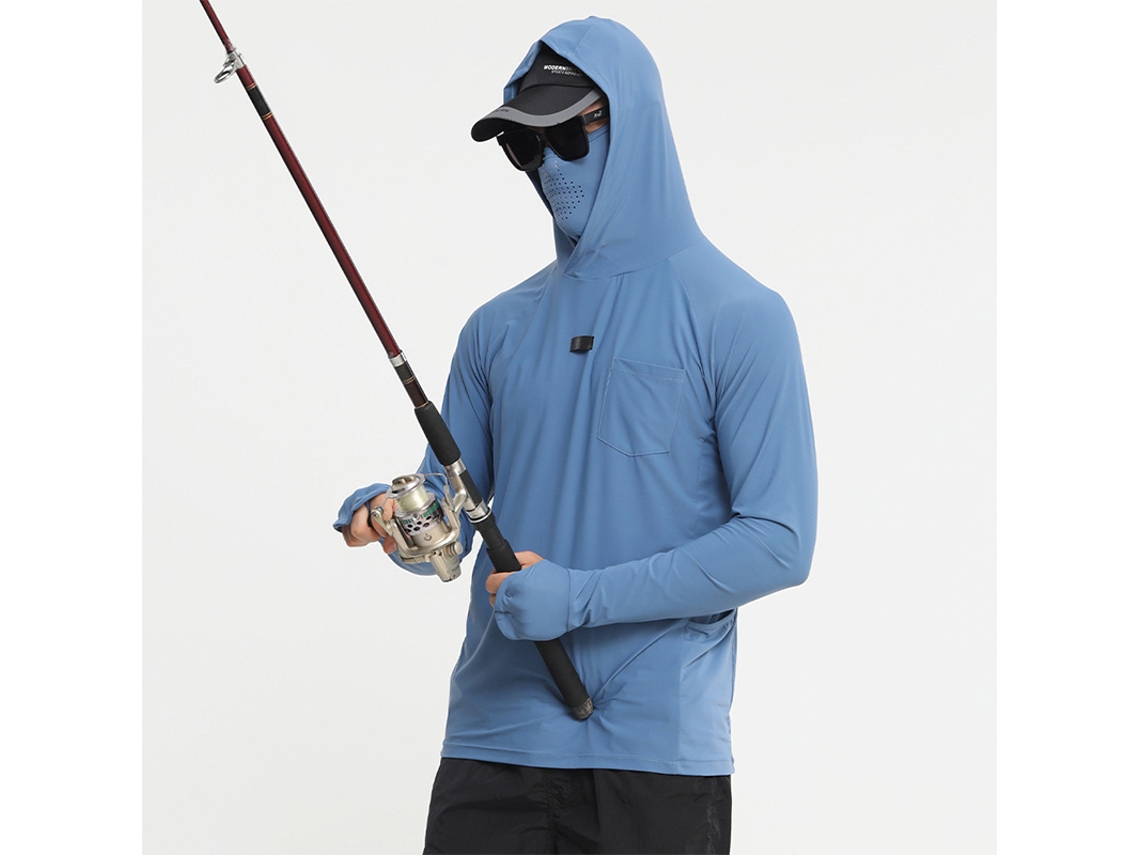 Camisa de manga larga para hombre Yuysan con protección solar y mascarilla, ideal para la pesca, de secado rápido y con protección UV.