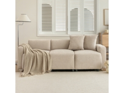 Sofá De 3 Plazas En Tejido Chenille Con 2 Cojines - Capacidad Para Dormir 211 Cm - Beige