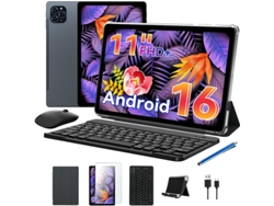 Tablet Kingrid T90 11'' FHD, Ram 24gb Rom128gb Sd 2 Tb, Android 15, 8000 Mah, Gemini Al, con Teclado, Funda, Stcylet, Ratón