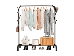 Perchero Burro con 1 Barras y 1 Baldas MAGIC SELECT 140x150x45cm Negro