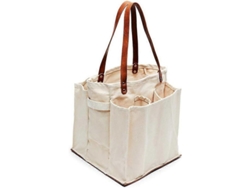 Bolsas De Compras Tipo Tote Para Mercado Agrícola Con Asas, 7 Bolsillos, Bolsa De Lona Resistente Con Base De Cuero Vegano, Bolsa Reutilizable, A