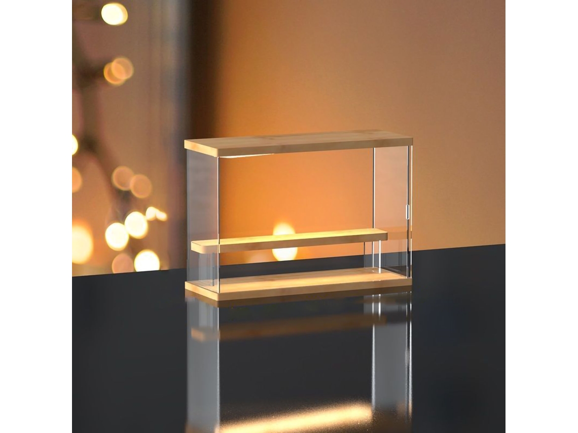 Estantería Acrílica Para Juguetes Con Puerta Corredera, 2 Niveles, Almacenamiento Transparente.