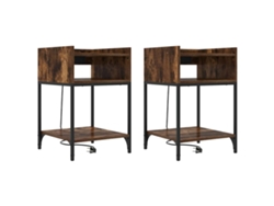 Juego de 2 mesitas de noche de roble ahumado 40x40x61 cm MAISON EXCLUSIVE