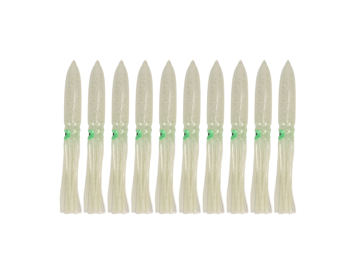 Cebo luminoso para calamares de 30 cm, de silicona con anzuelo, 10 unidades.