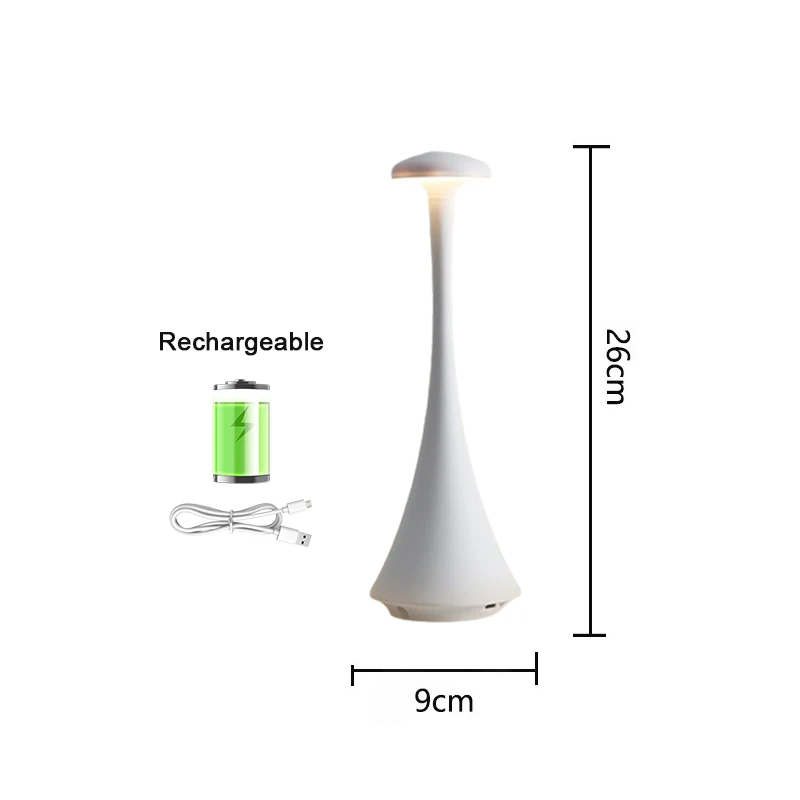 Lámpara de escritorio LED táctil (blanca), luz nocturna, lámpara de lectura inalámbrica recargable
