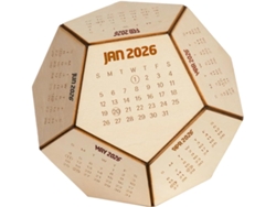 Calendario De Escritorio De Madera Con Forma De Cubo Geométrico De 12 Caras Y Fechas Grabadas