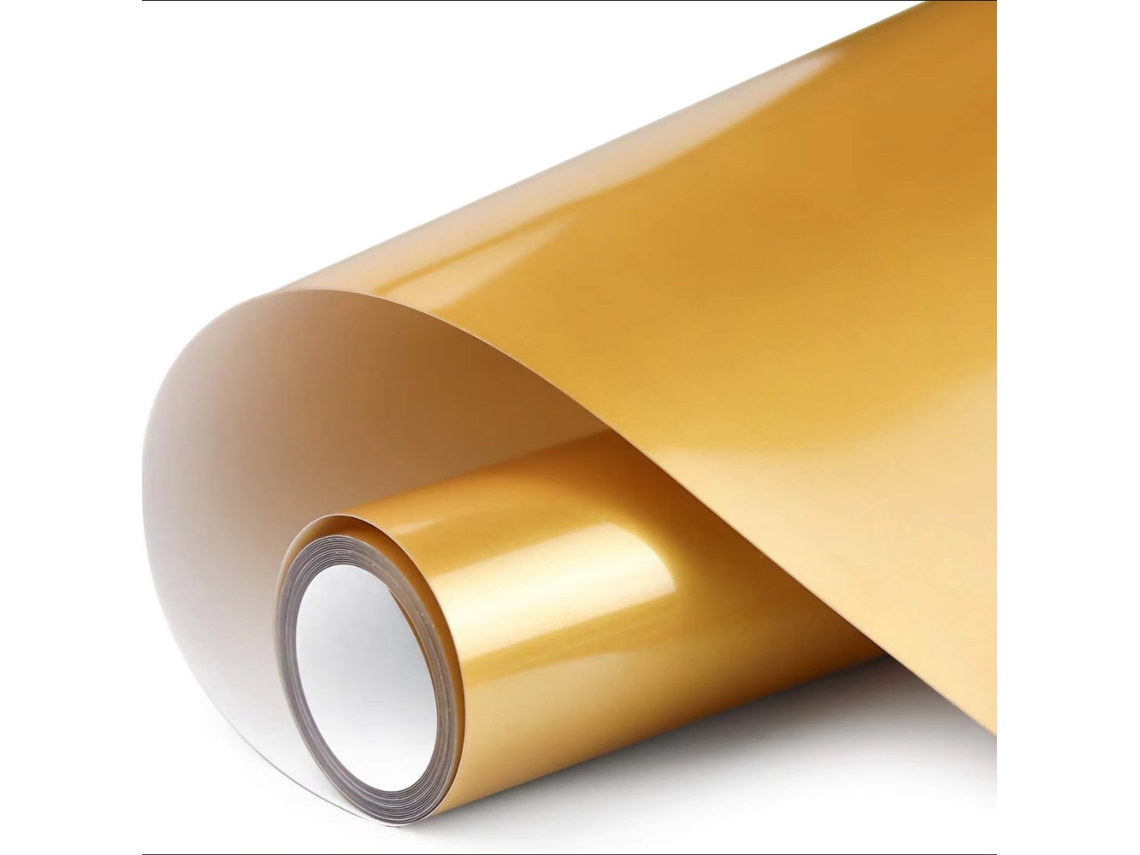 Rollo de vinilo de transferencia térmica, apto para prensado térmico, planchable, fácil de cortar y quitar, Mdug (dorado, 30 x 152 cm)