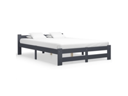 Estructura Cama Sin Colchón Madera Pino Gris Oscuro 160x200 Cm