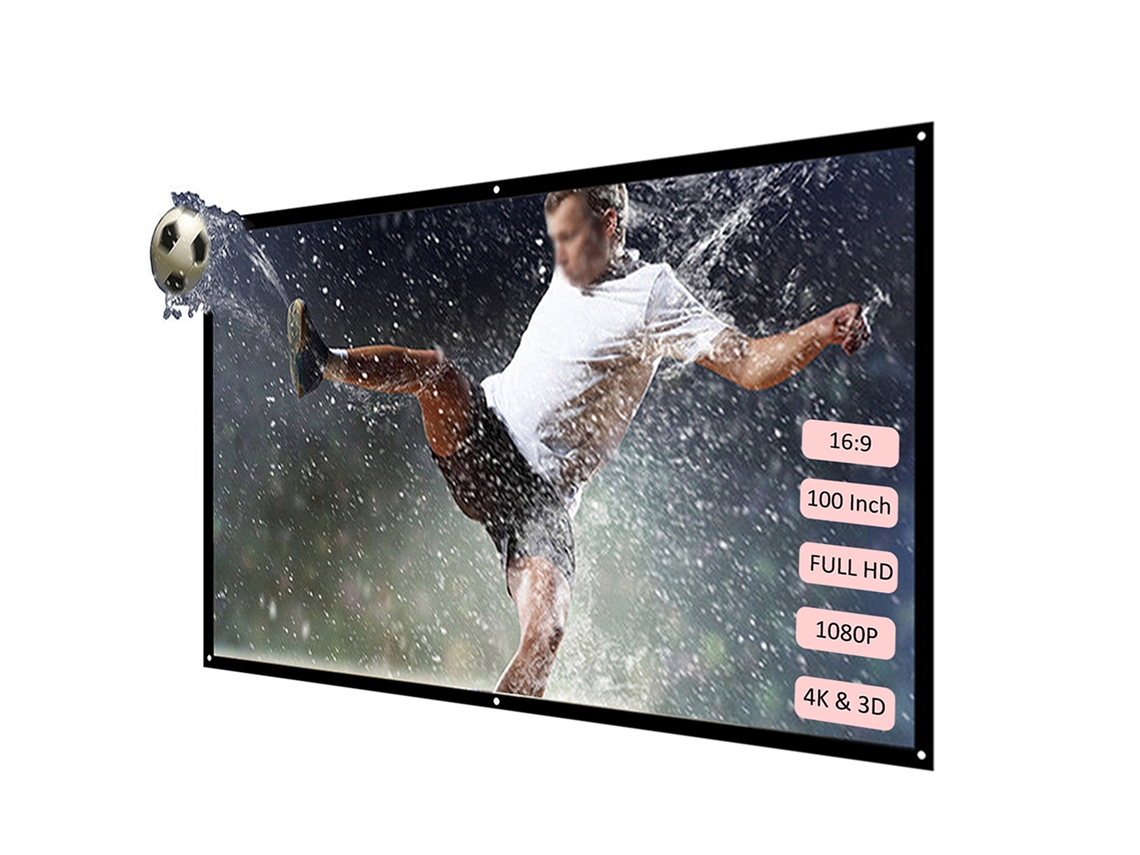 Pantalla De Proyección Plegable Portátil De 100 Pulgadas, Hd, Formato 16:9, De Dacrón Blanco, Para Cine En Casa Interior/exterior.