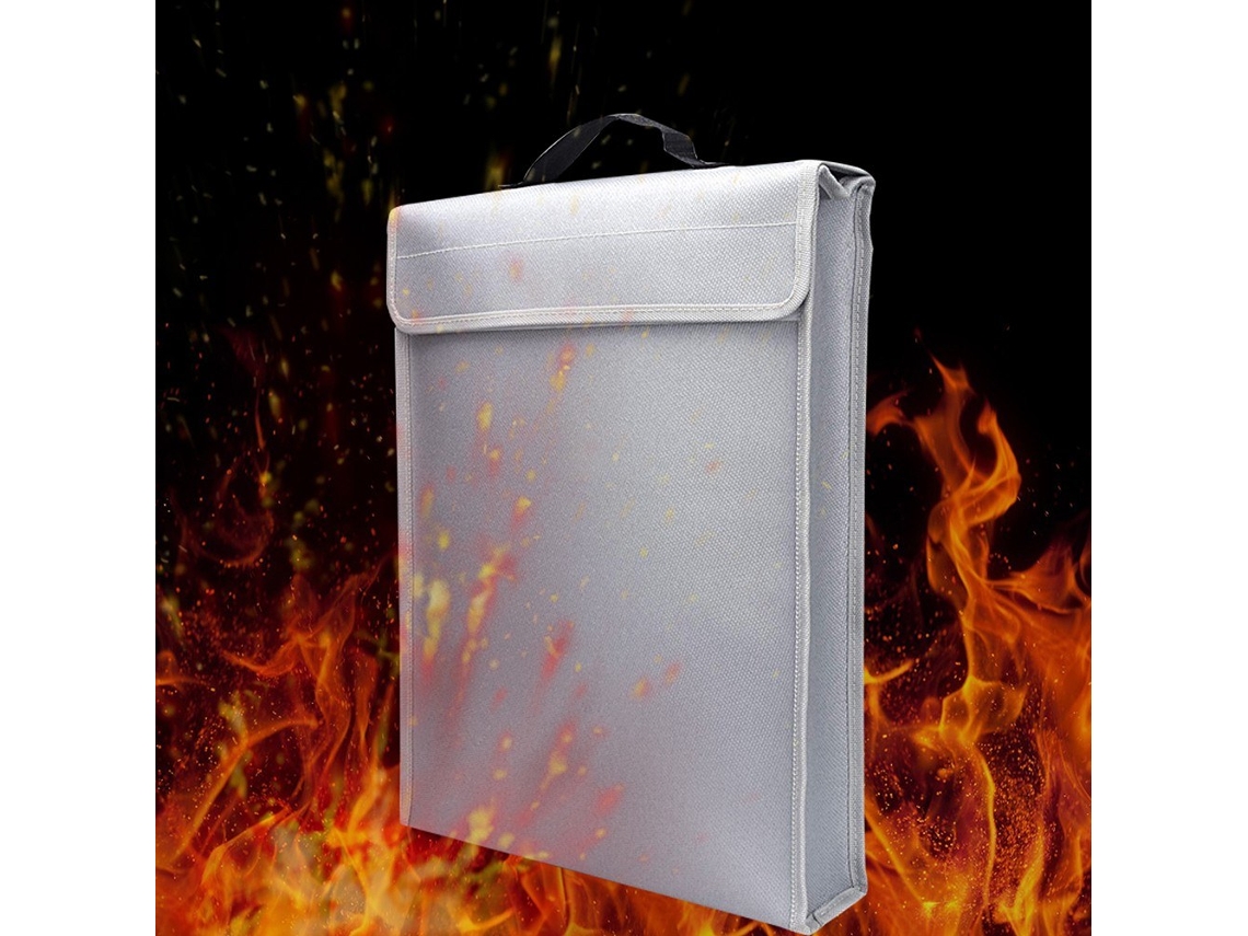 Bolsa incombustible portátil para documentos, bolsa segura para oficina en casa, 400x300x65mm