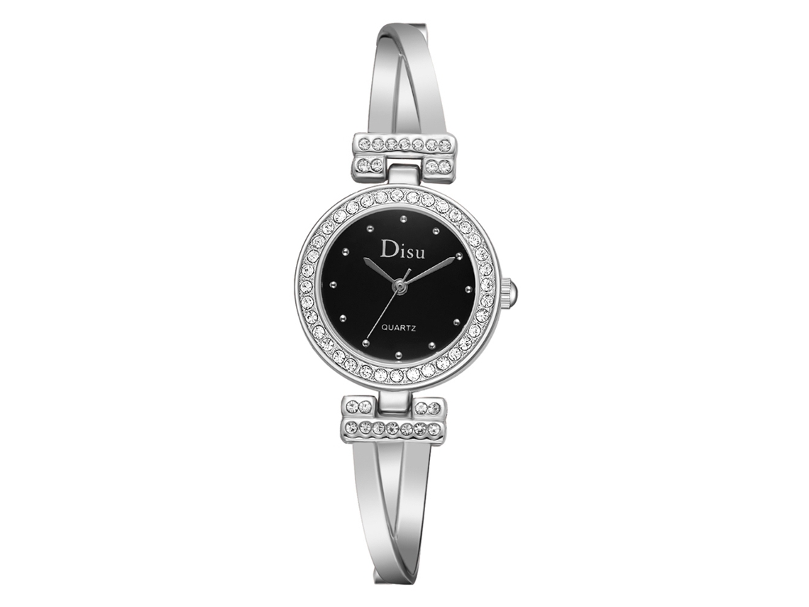 Reloj De Pulsera De Cuarzo Para Mujer Con Elegante Correa De Piel Sintética (negro)