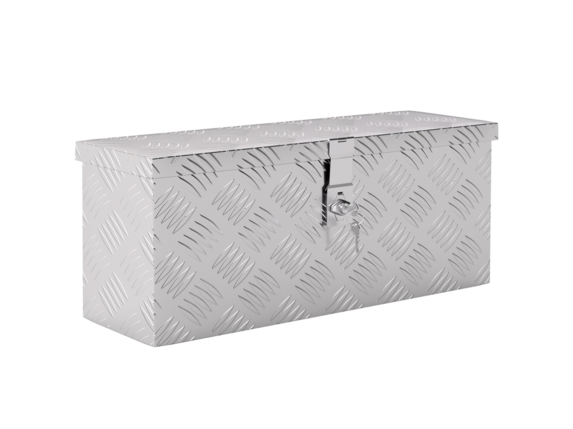 Maletín/caja de aluminio para equipos con cerradura y llaves, 50 x 15,5 x 20,5 cm