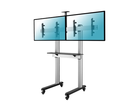 Soporte de videoconferencia para 2 pantallas de TV de 45''-55'' con ruedas