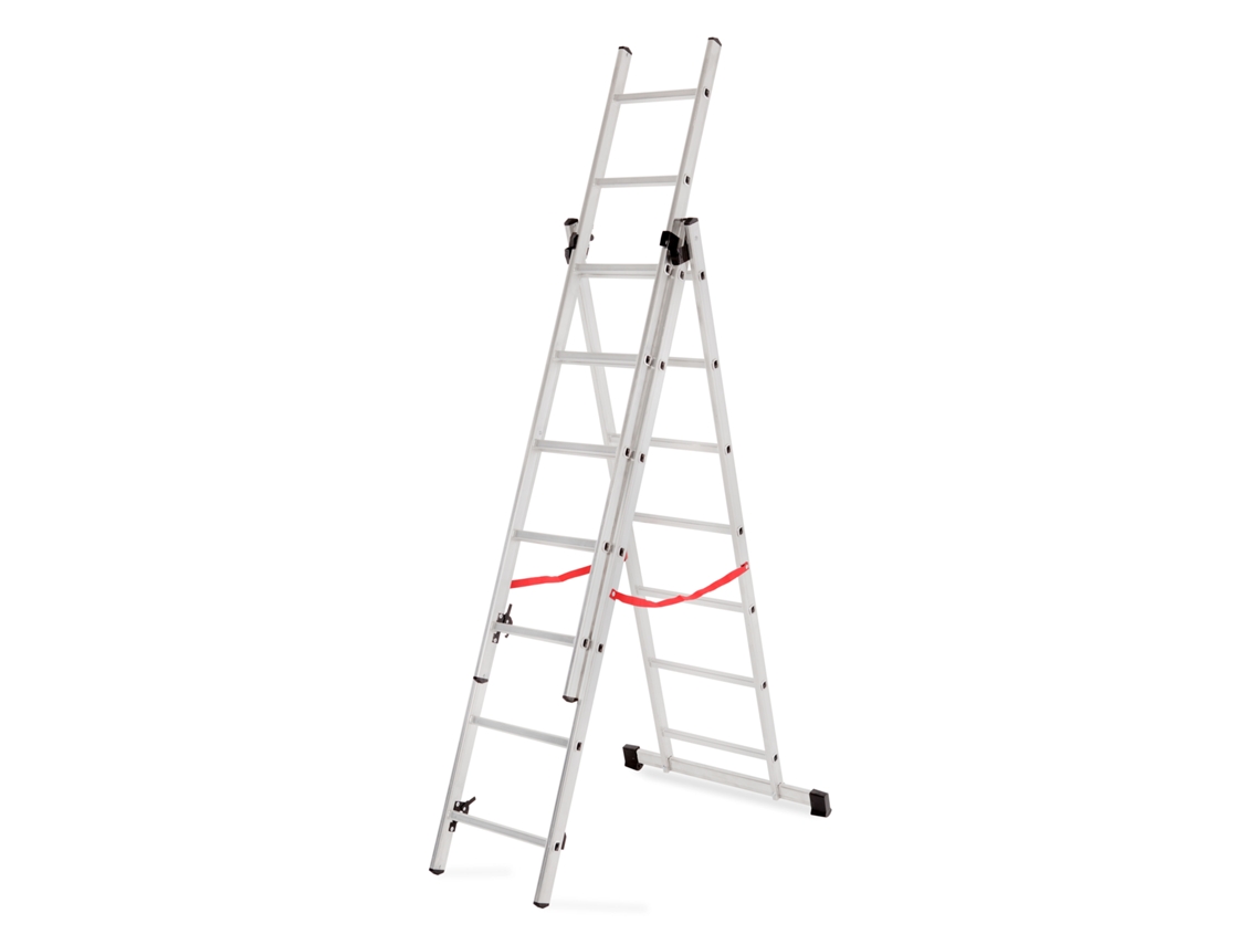 Escalera de aluminio básica de 3x6 peldaños, 150 kg, Awtools