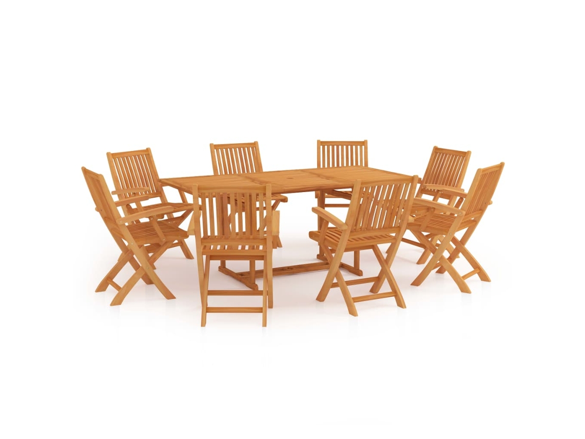 Maison Exclusive - Conjunto De Comedor De Jardín 9 Piezas Madera Maciza De Teca