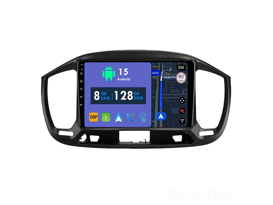 Coche Radio Android Auto Autoradio 8GB RAM 128G ROM CarPlay Navegación GPS Pantalla Táctil RoverOne para Fiat Uno 2014 - 2020