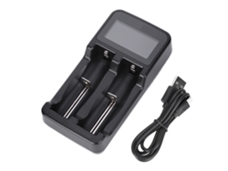Cargador de baterías de doble ranura con pantalla inteligente, cargador USB para baterías.