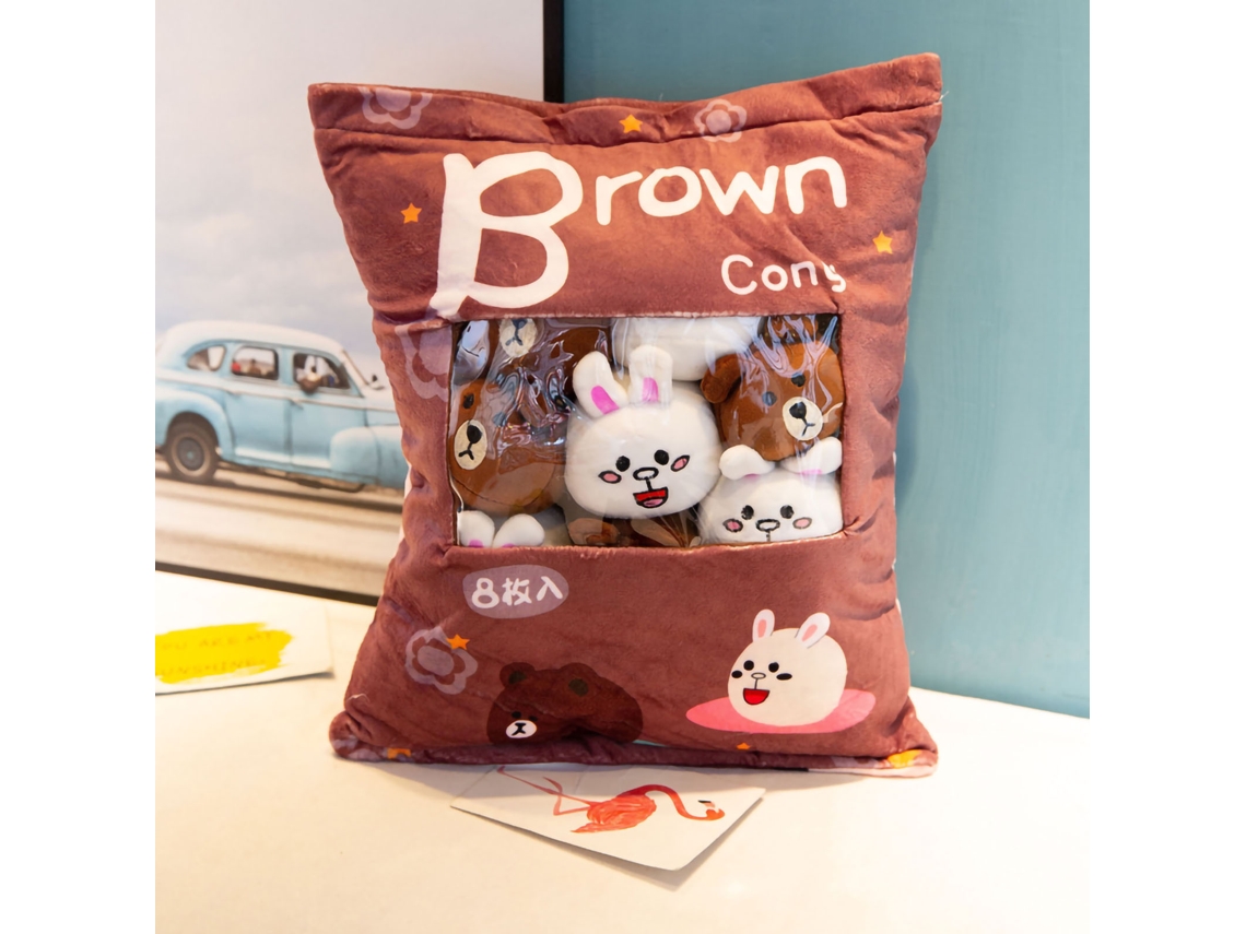 Adorable almohada de peluche para decoración y regalo - Oso pardo y conejo - Suave y esponjosa - 35-50 cm