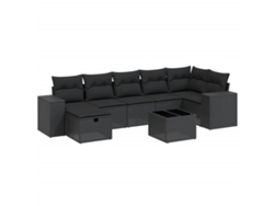 Conjunto 8 de sofás de jardín VIDAXL y cojines ratán sintético negro
